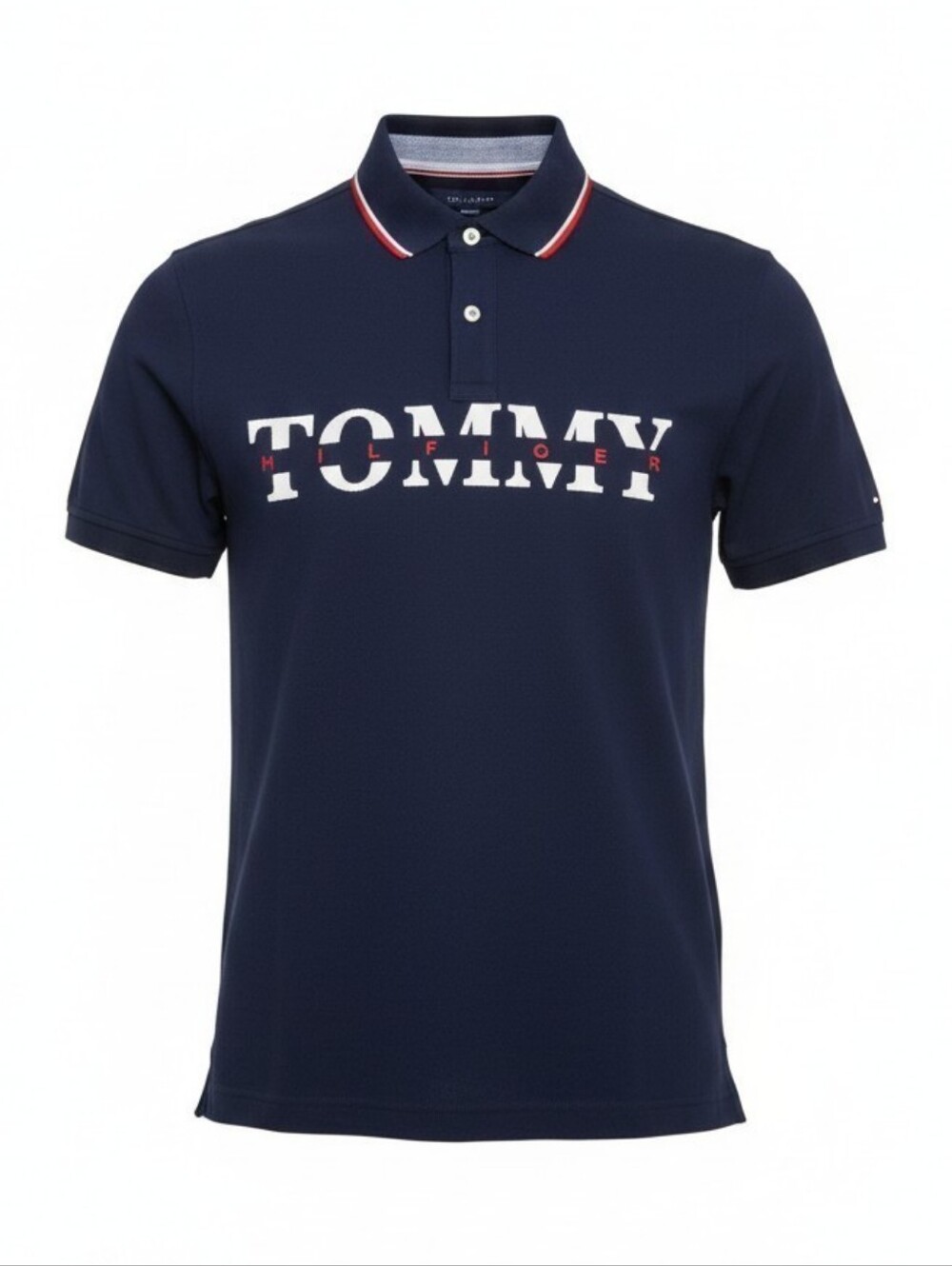 Tommy Hilfiger men's custom fit navy blue flag logo men's polo shirt small